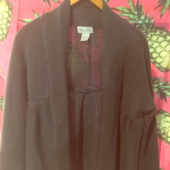 🍍Size L Empire Waist Cardigan Knit Sweater Grey - Picture 1 of 6